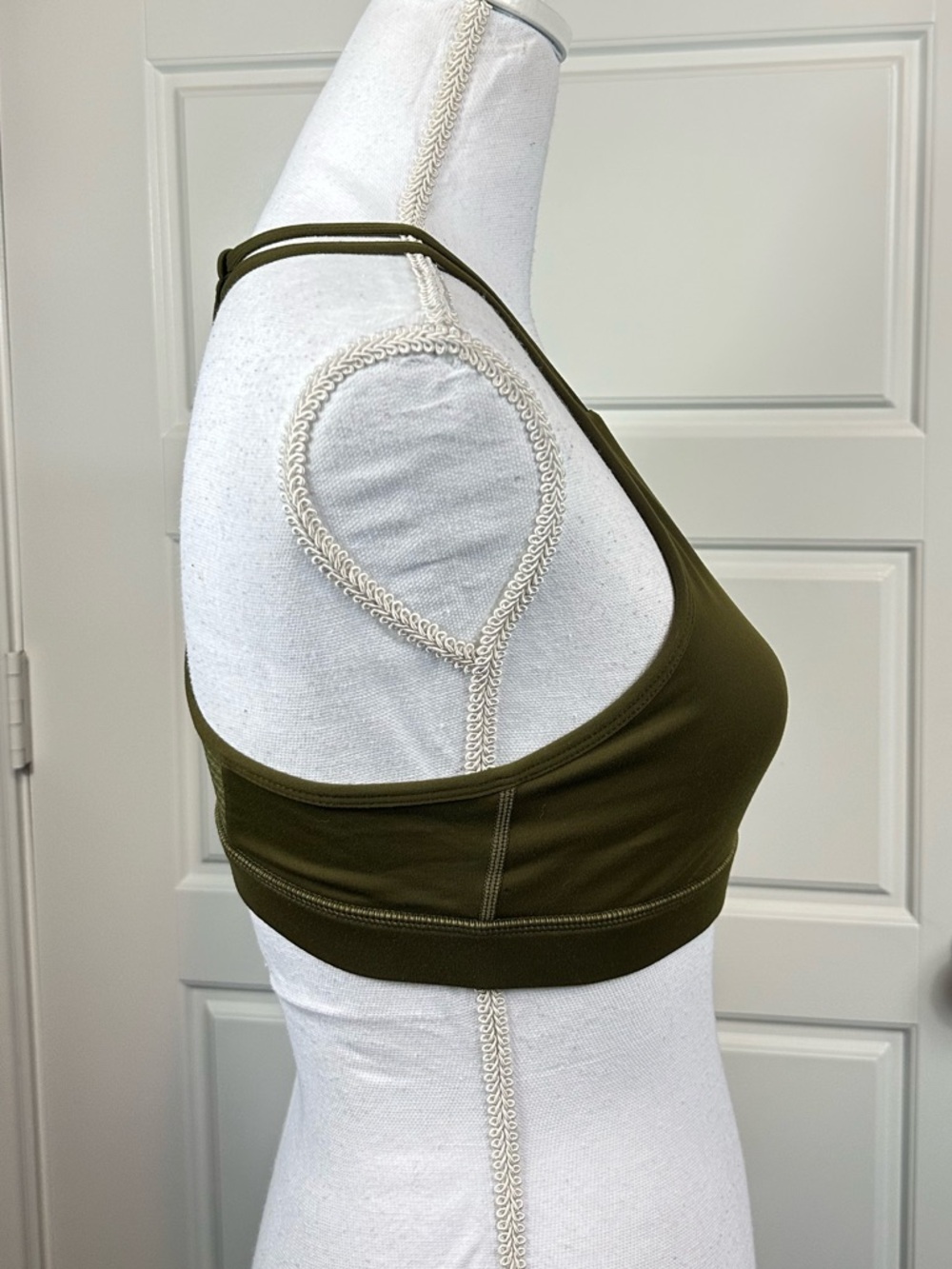 Zyia Active Women’s V-Neck Grid Unpadded Athletic Sports Bra Olive Size Large - Picture 3 of 9